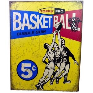 Topps Pro Basketball Bubble Gum Metal Sign Man‎ Cave Wall Decor